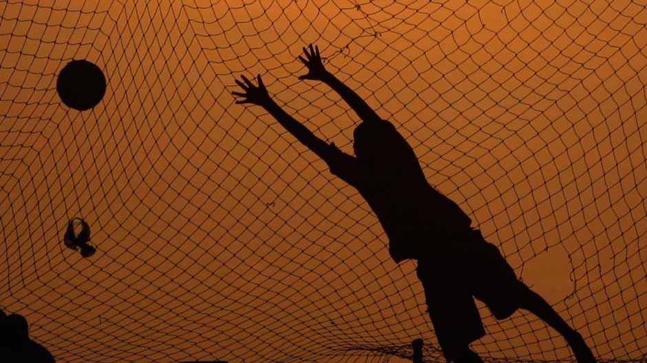 Boy playing football
