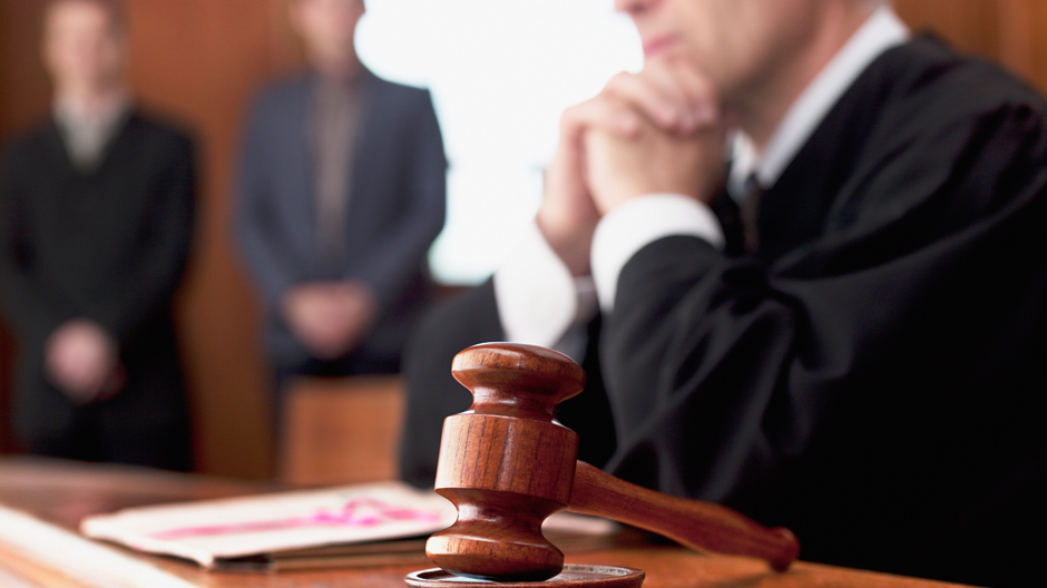 Judge and gavel in a courtroom
